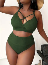Load image into Gallery viewer, Tropical Tankini Plus Size 2pc. Swimsuit- Olive Green