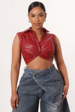 Load image into Gallery viewer, Nala Leather Crop Top- Burgundy