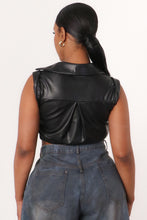 Load image into Gallery viewer, Nala Leather Crop Top- Black