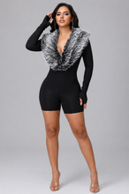 Load image into Gallery viewer, Midnight Fur Romper- Black