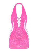 Load image into Gallery viewer, Rockstars Fishnet Halter Dress- Pink
