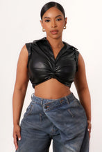 Load image into Gallery viewer, Nala Leather Crop Top- Black
