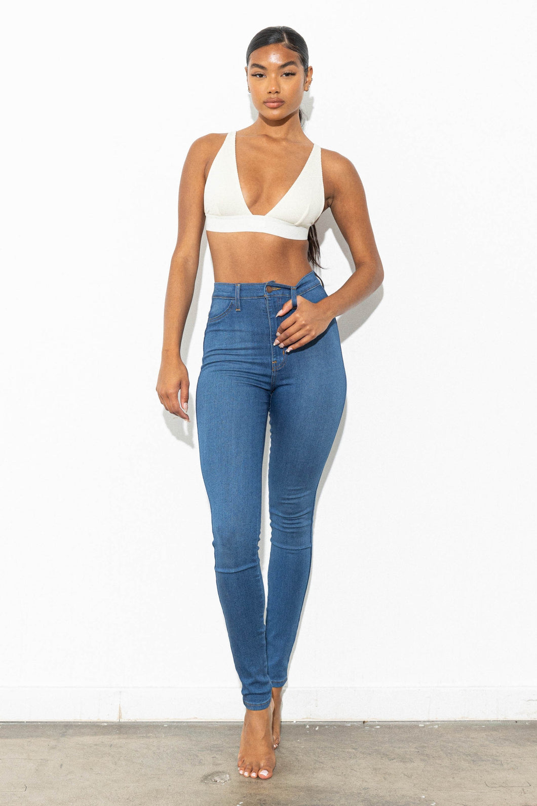 Classic High Waisted Jeans- Medium Stone