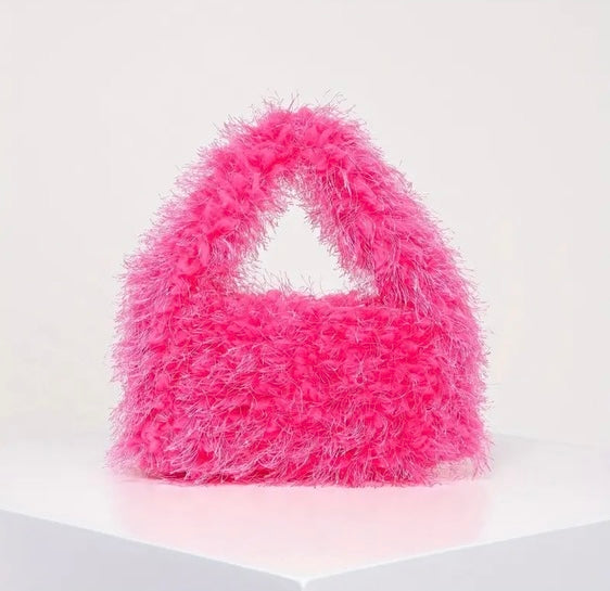 Fluffy Satchel Bag- Pink