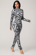 Load image into Gallery viewer, Savage Jumpsuit- White/Black Print
