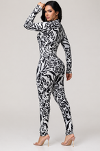 Load image into Gallery viewer, Savage Jumpsuit- White/Black Print
