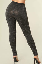 Load image into Gallery viewer, Rhinestone Affair Leggings- Black
