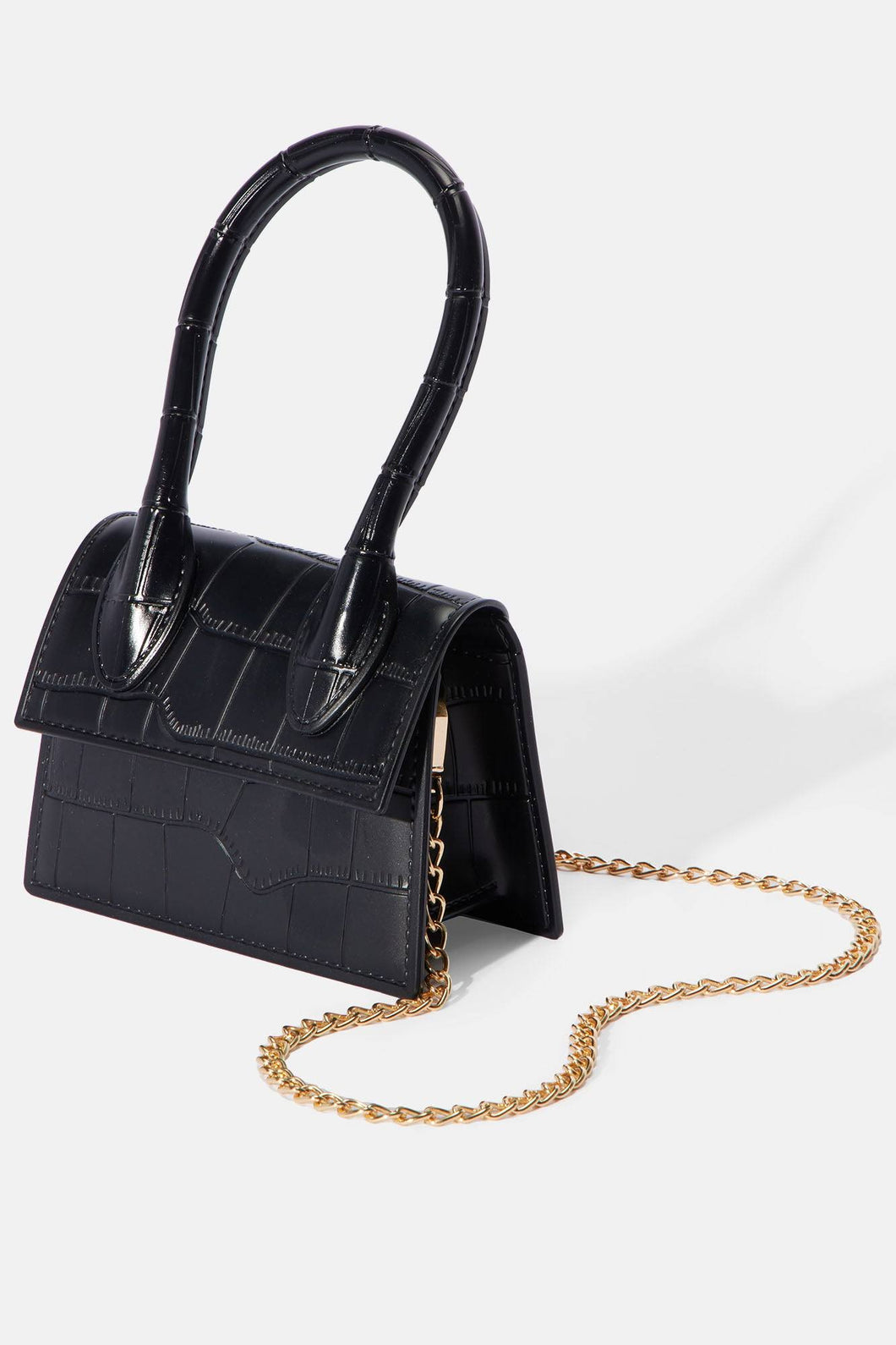 Midi Croc Bag- Black