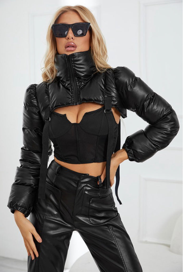 Bombs Away Cropped Coat- Black