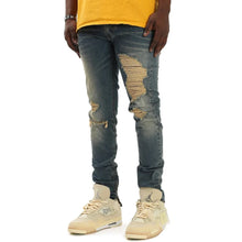 Load image into Gallery viewer, KDNK Distressed Ankle Zip Jeans- Tinted
