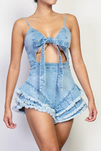 Load image into Gallery viewer, Ruffled Romper- Denim

