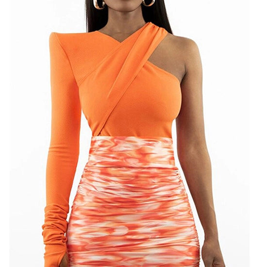 Amina One Sleeve Top- Orange