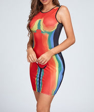 Load image into Gallery viewer, Exposed Short Sleeve Dress- Multi
