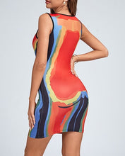 Load image into Gallery viewer, Exposed Short Sleeve Dress- Multi
