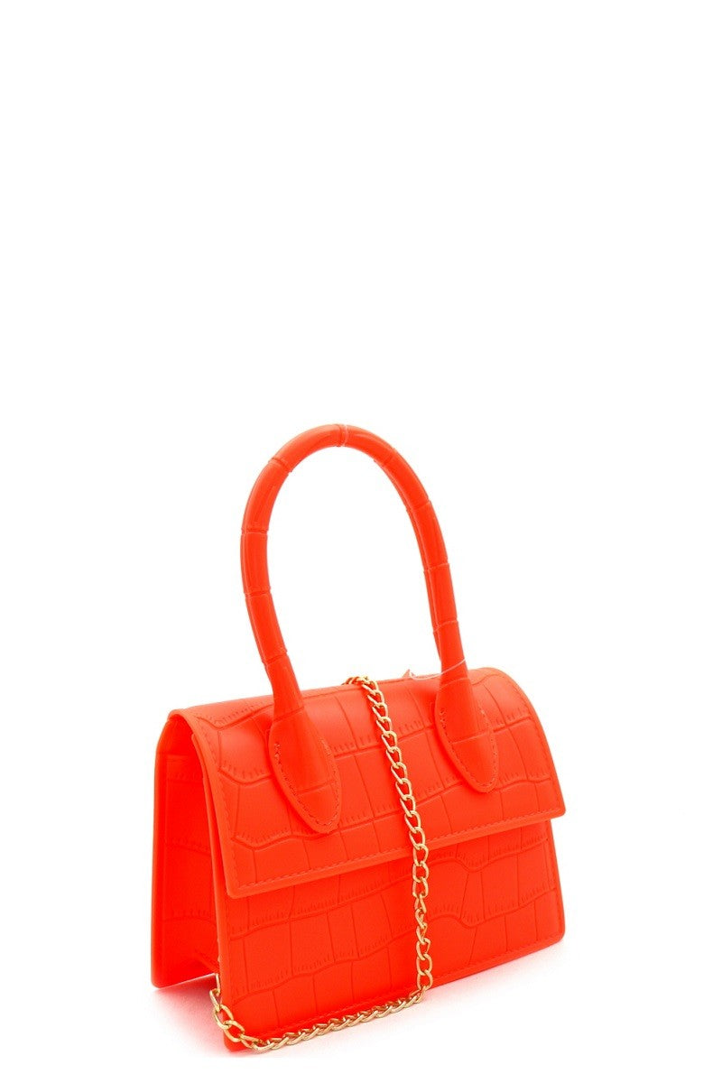 Midi Croc Bag- Neon Orange